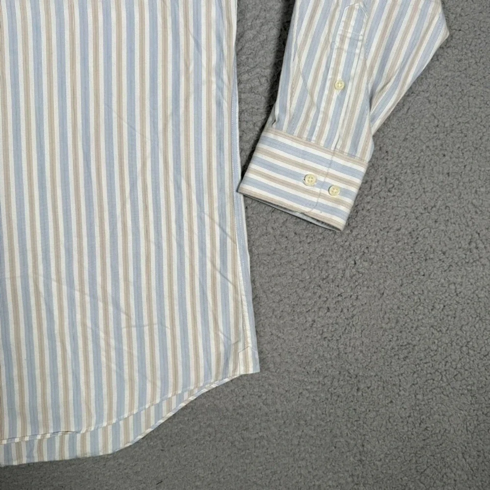 David Donahue Shirt Mens 17.5 34/35 Striped Casual Preppy Button Up Dress Cotton